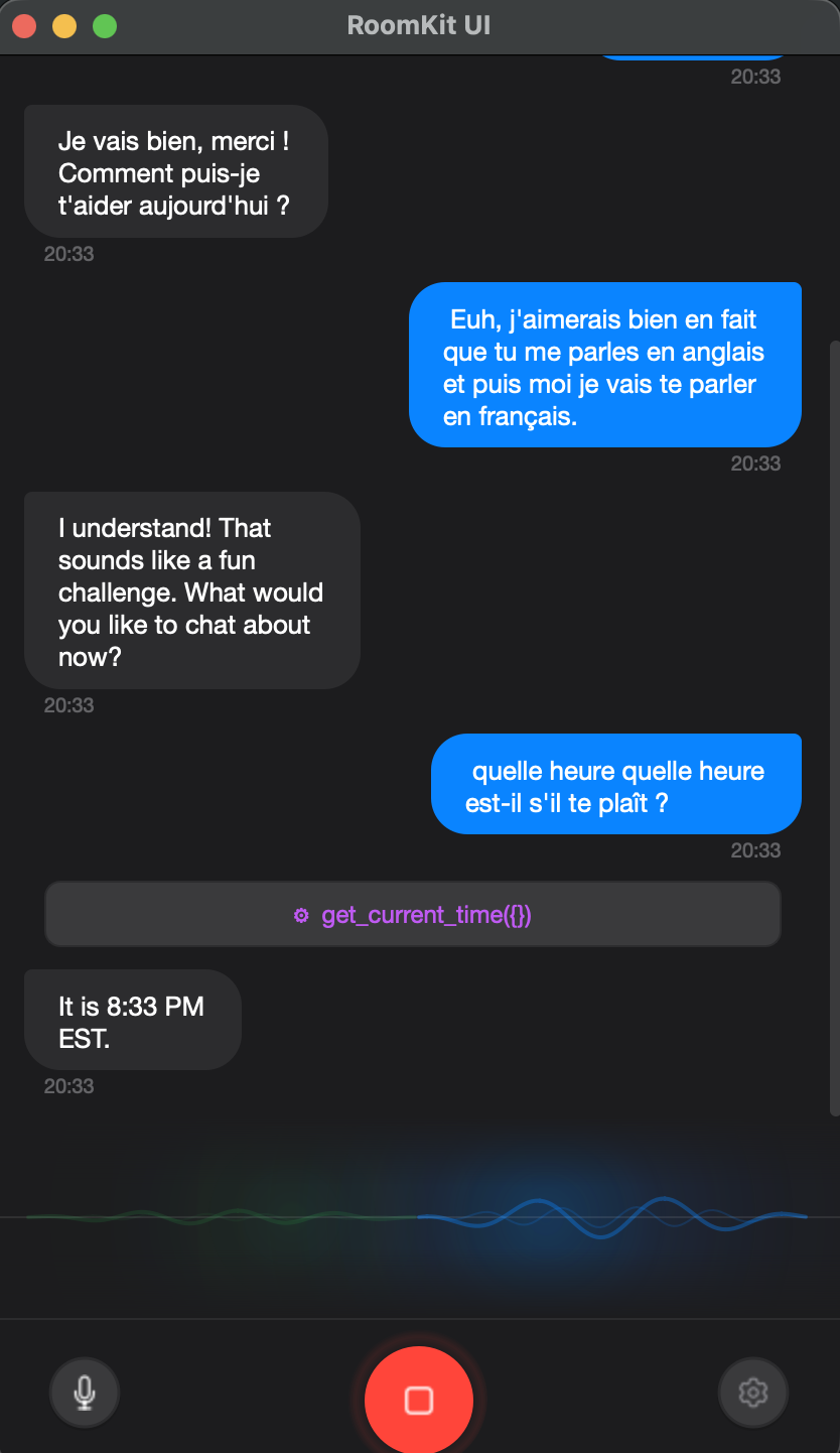 RoomKit UI — real-time voice conversation